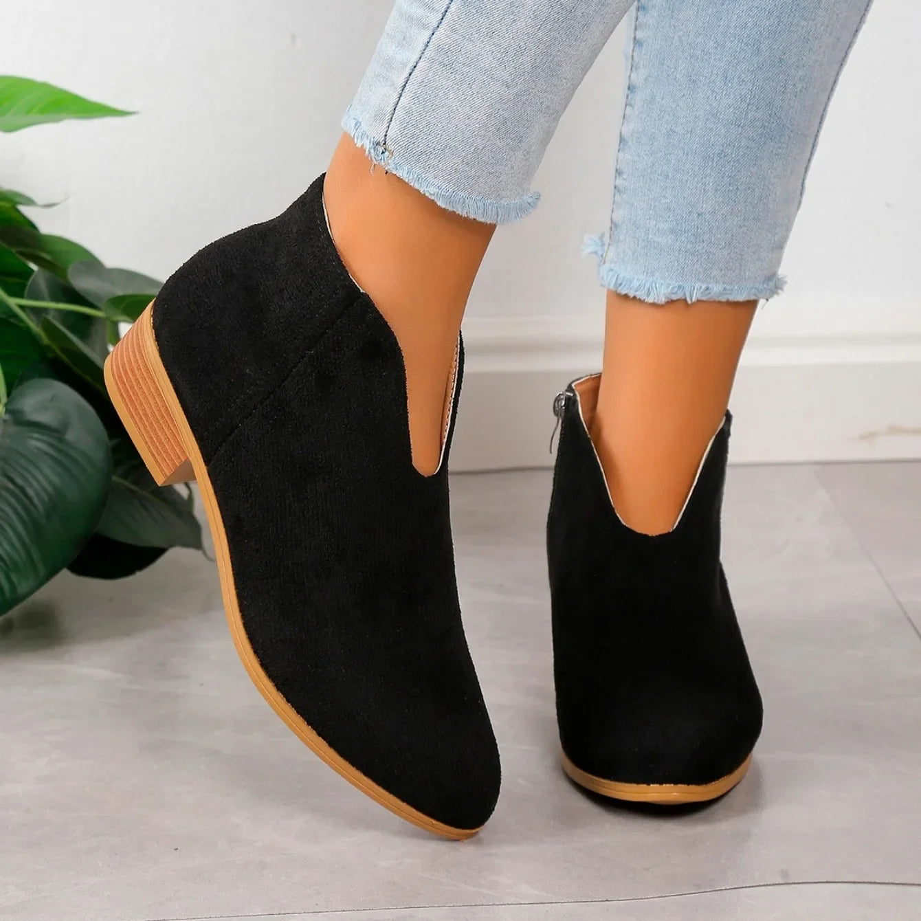 Camille | Women’s Leopard Print Ankle Boots with Zipper