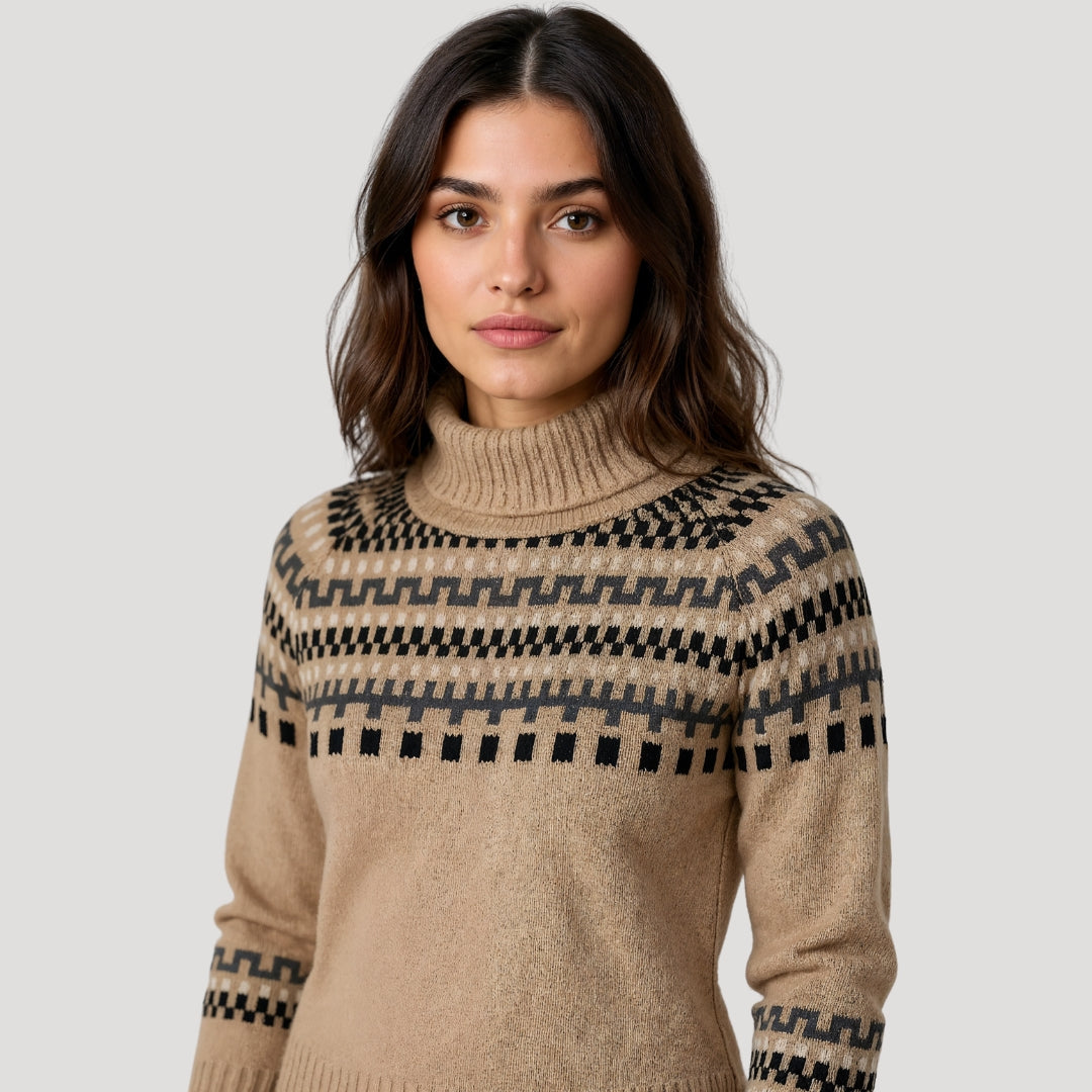 Addison | Women’s Spring Patterned Turtleneck Knit Sweater