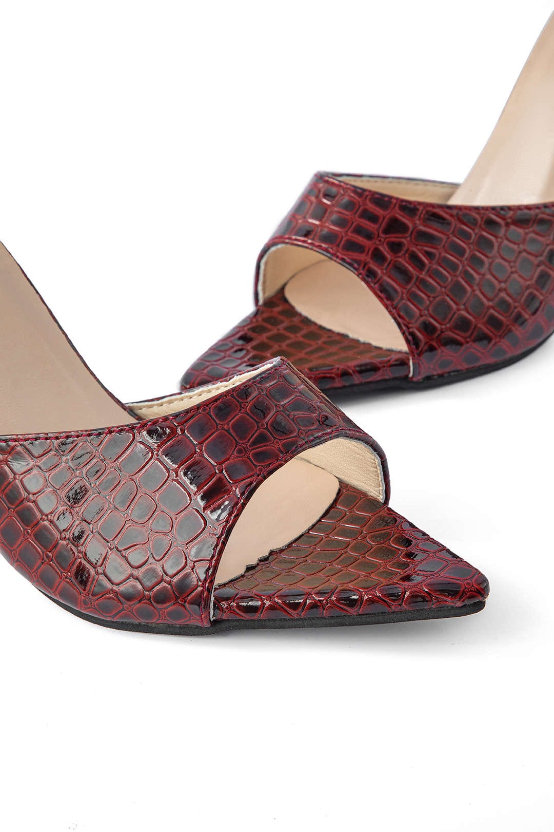 Isabelle Luxe Black Croc Embossed Mule Heels combine elegance