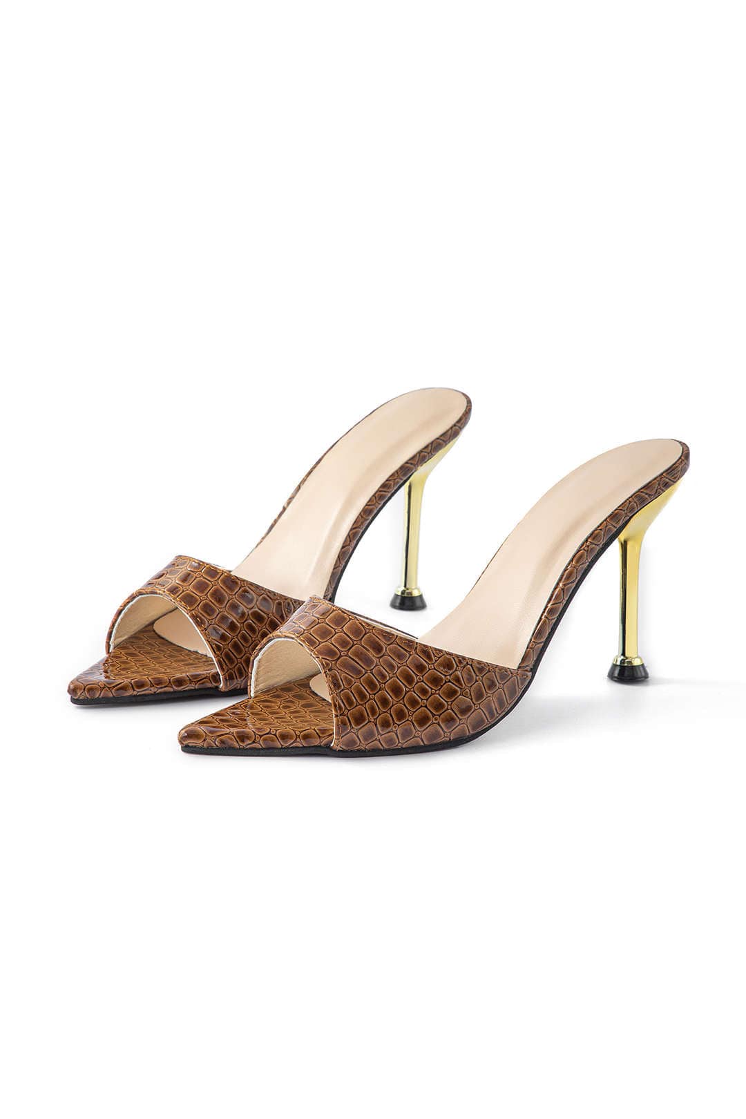Isabelle Luxe Black Croc Embossed Mule Heels combine elegance