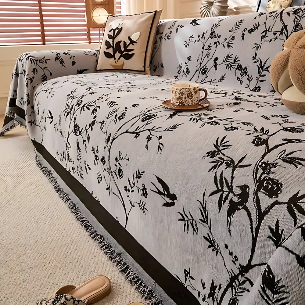 Sofa Cover Chenille Jacquard Floral Anti Slip Furniture Protector Slipcover Throw
