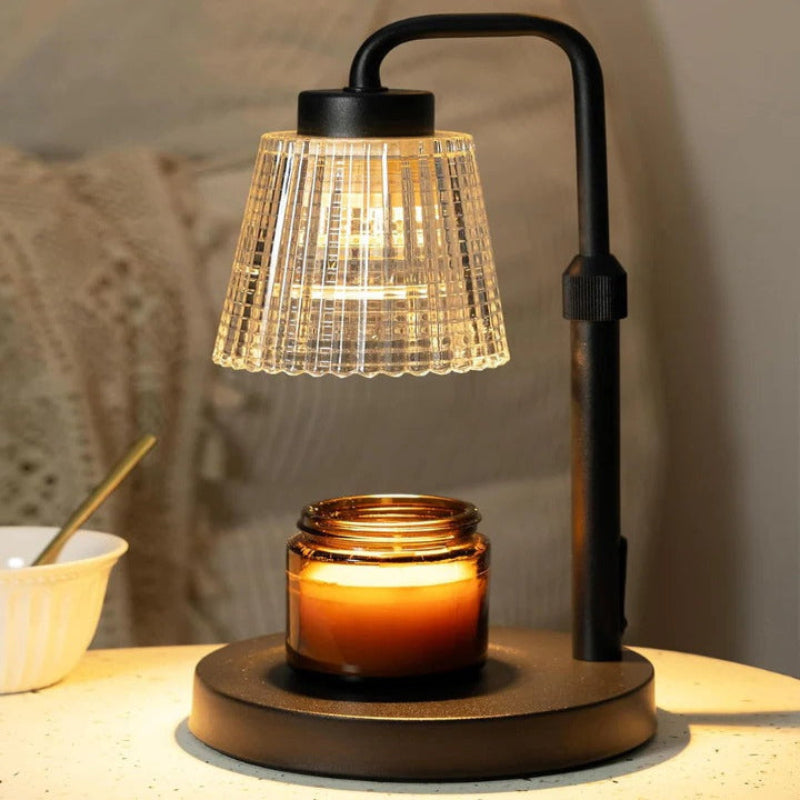 Candle Warmer Lamp Flameless Wax Melter Dimmable Black Metal Glass Design