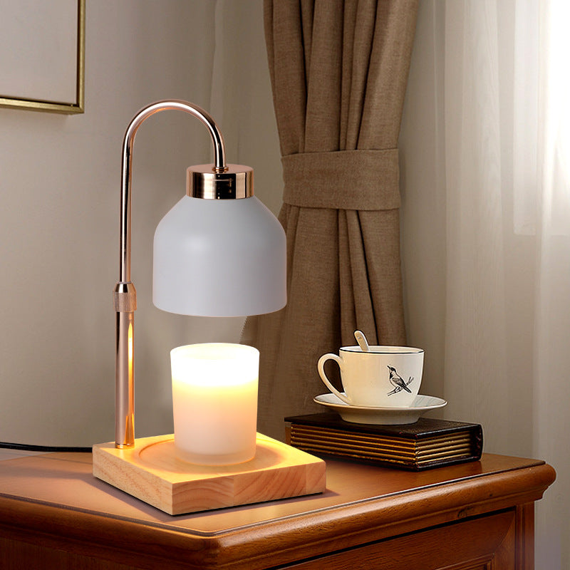 Candle Wax Warmer Lamp Adjustable Height Wood Base Halogen Bulb