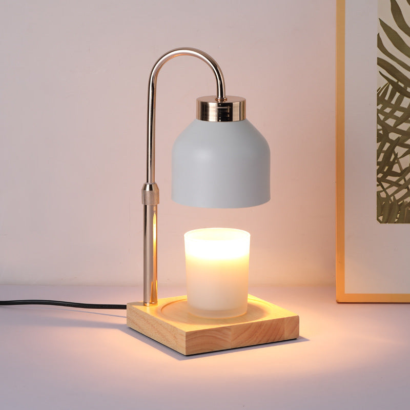 Candle Wax Warmer Lamp Adjustable Height Wood Base Halogen Bulb