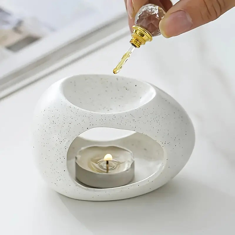 Ceramic Oil Burner White Glossy Finish for Essential Oils and Tealight Candles