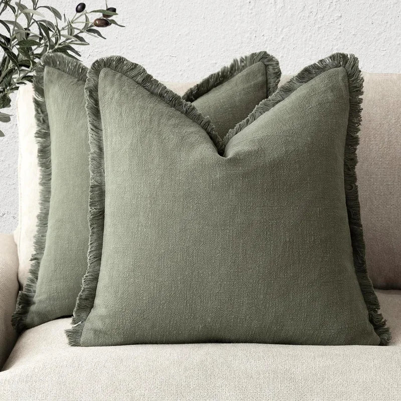 Pillow Covers Set of 2 Cotton Blend Hidden Zipper Machine Washable