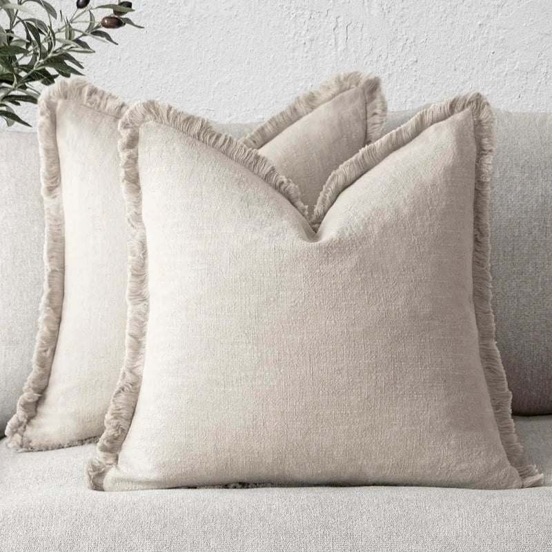 Pillow Covers Set of 2 Cotton Blend Hidden Zipper Machine Washable