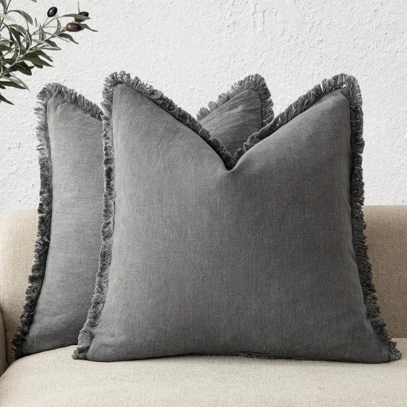 Pillow Covers Set of 2 Cotton Blend Hidden Zipper Machine Washable
