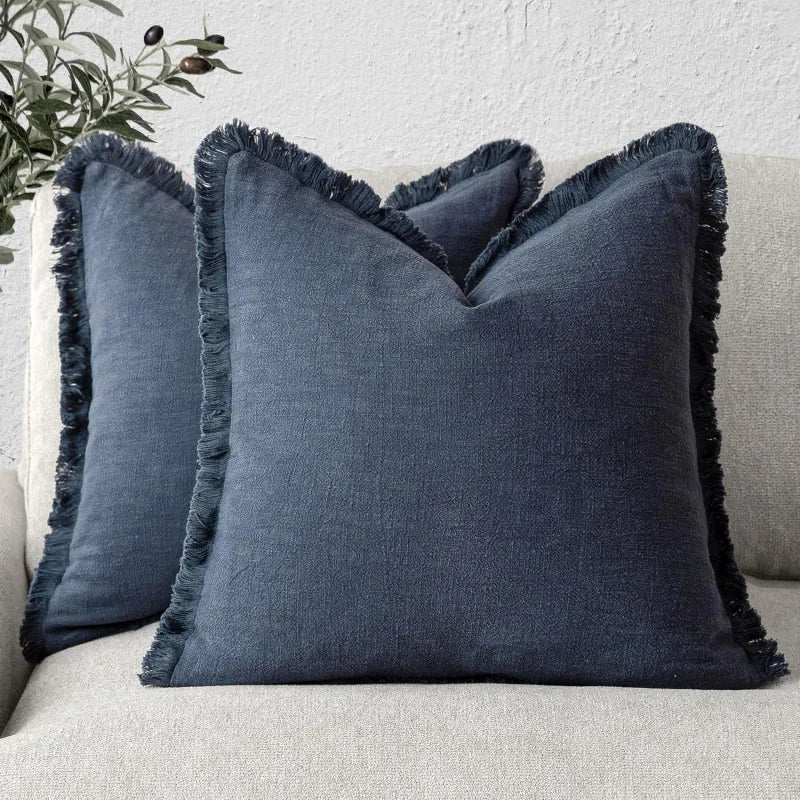 Pillow Covers Set of 2 Cotton Blend Hidden Zipper Machine Washable