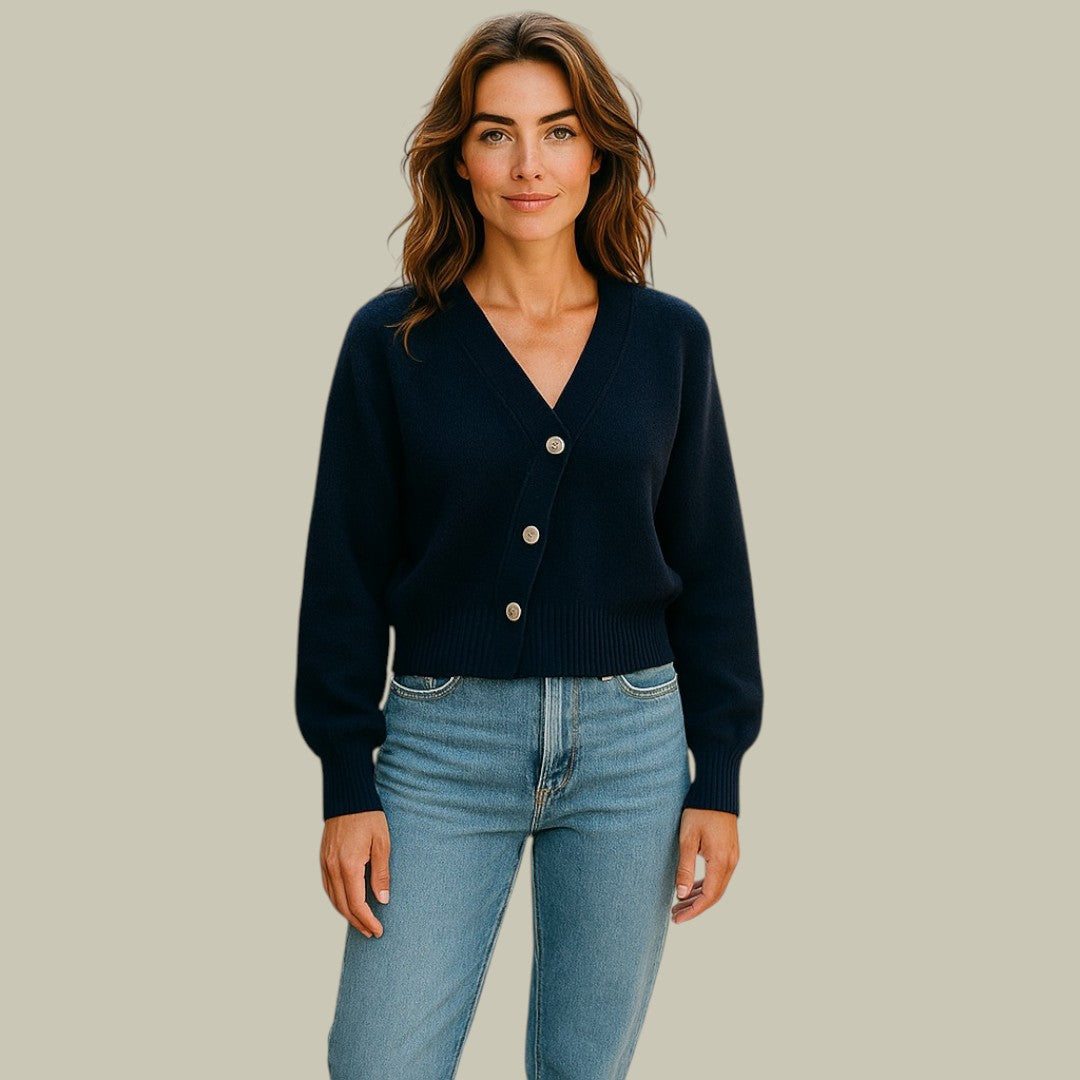 Harper | Women’s Cross Button V Neck Merino And Wool Sweaters