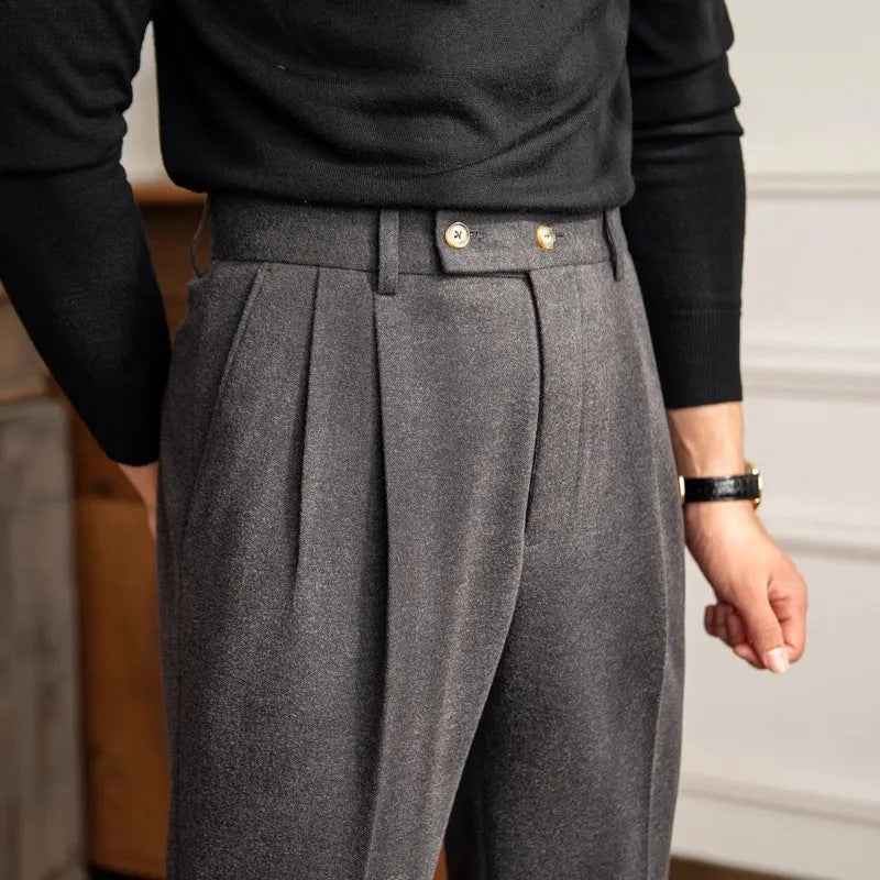 Lance | Men’s High Waisted Pleated Straight Trousers