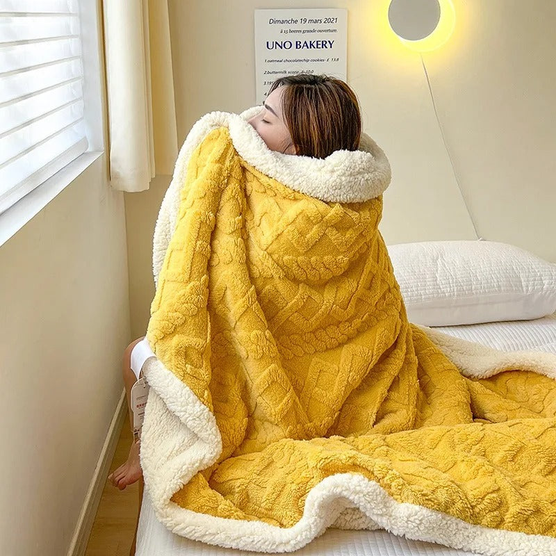 Lambswool-Style Fleece Winter Blanket – Soft and Warmest Blanket for Sofa and Bed, Cozy Comfort for Cold Days