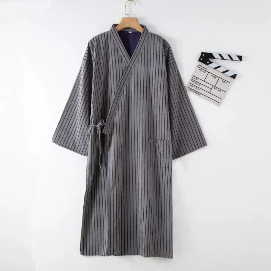 Men's Cotton Kimono Nightgown – Soft, Breathable Nightshirt for Ultimate Comfort
