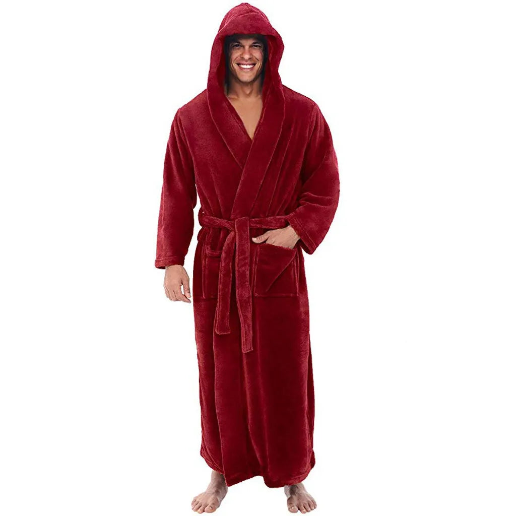Men's Hooded Bathrobe – Soft Plush Robe for Warmth, Comfort & Relaxation
