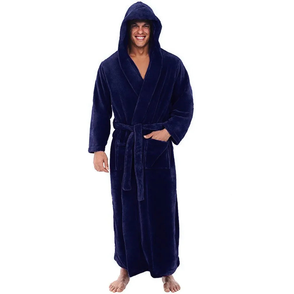 Men's Hooded Bathrobe – Soft Plush Robe for Warmth, Comfort & Relaxation