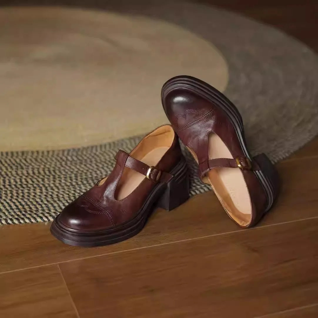 Madison | Classic Women’s Leather T-Strap Shoes