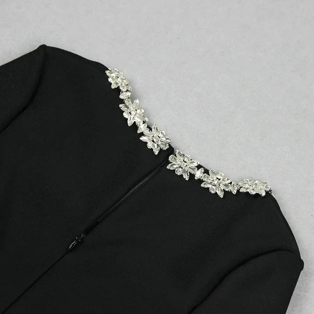 Elegant Black Jumpsuit with Embellished Square Neckline