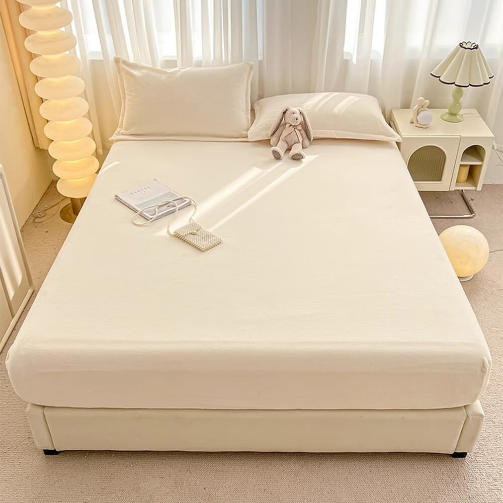 Velvet Fitted Sheet Set Crystal Velvet Elasticized Hypoallergenic Bedding