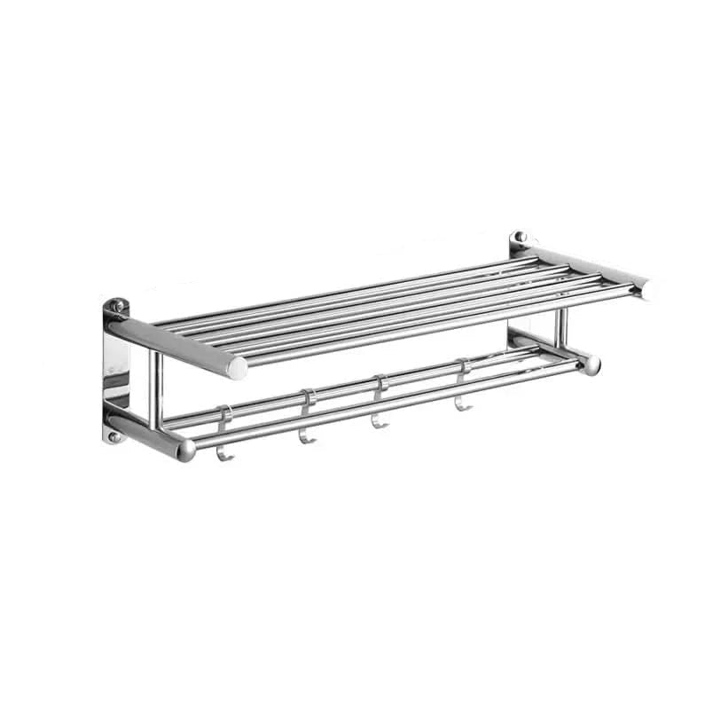 Wall-Mounted Stainless Steel Towel Rack - Space-Saving Bathroom Towel Storage for Towels and Bathrobes