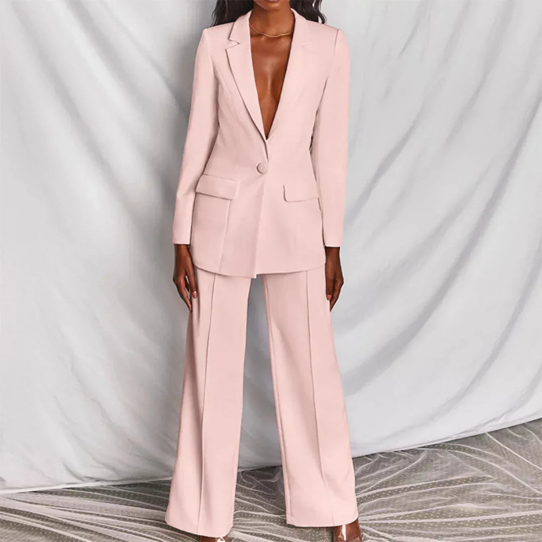 Harper | Women’s Trouser Suit Longline Blazer Wide-Leg Structured