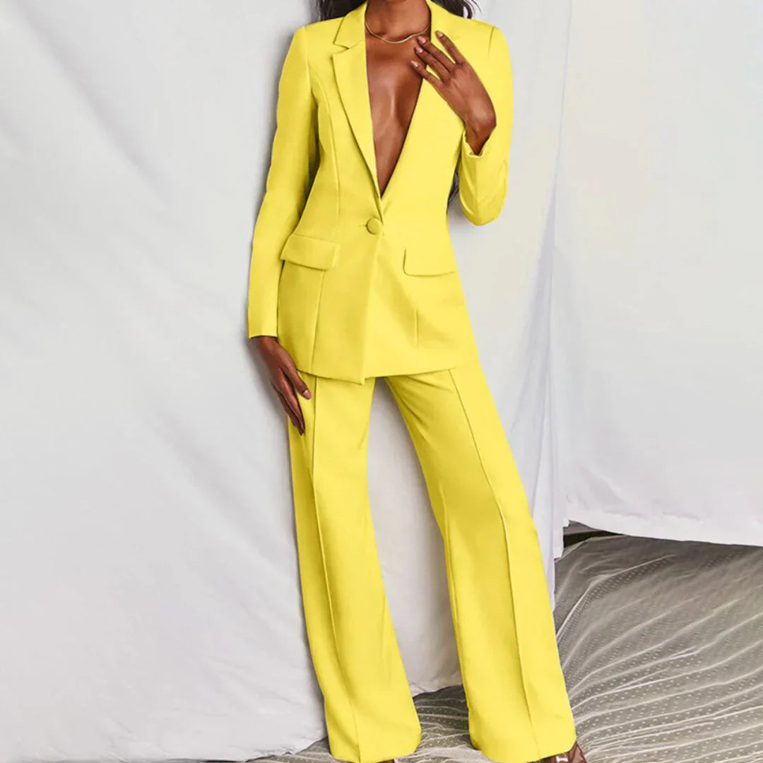 Harper | Women’s Trouser Suit Longline Blazer Wide-Leg Structured