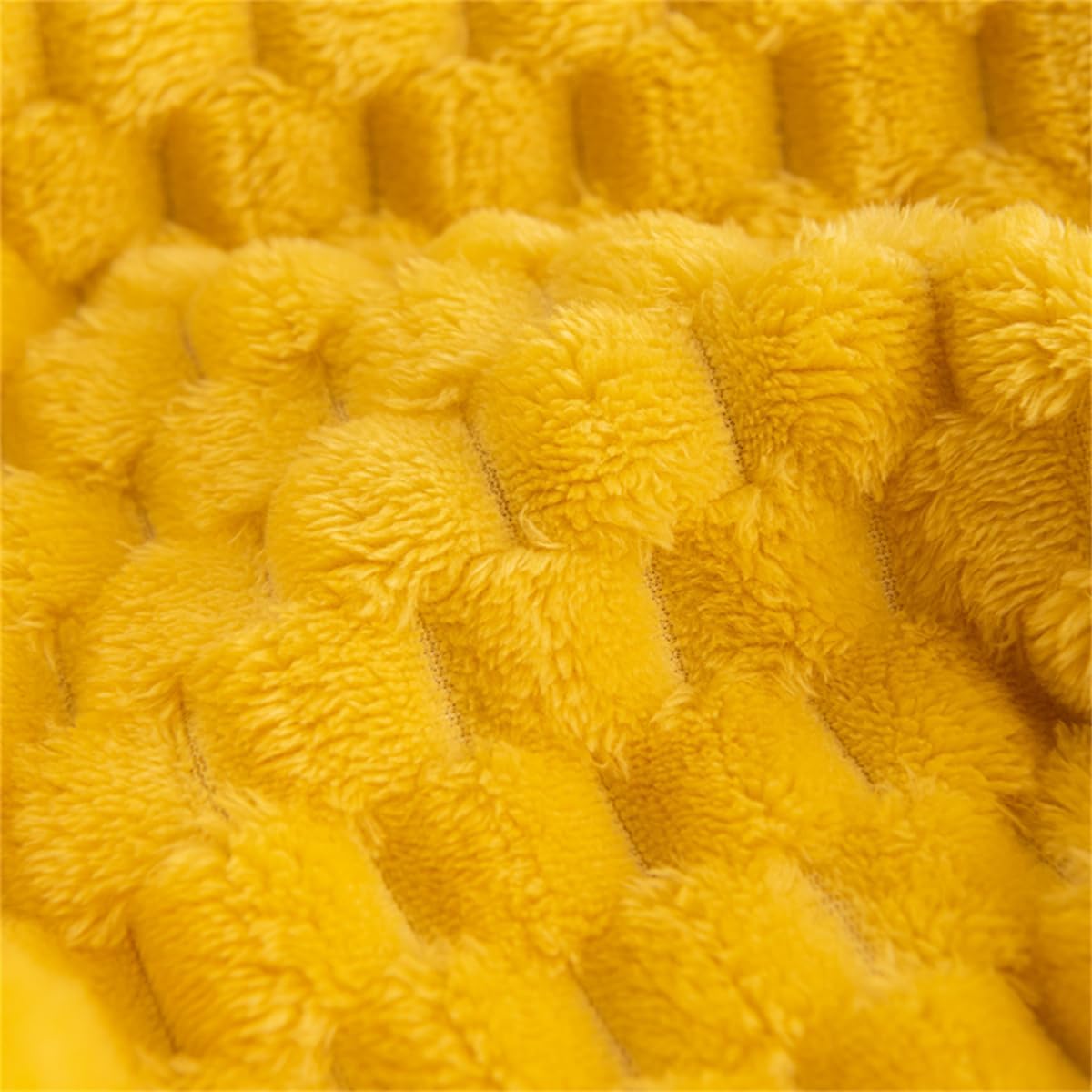 Throw Blanket Polyester Waffle Weave Yellow Multiple Sizes Machine Washable