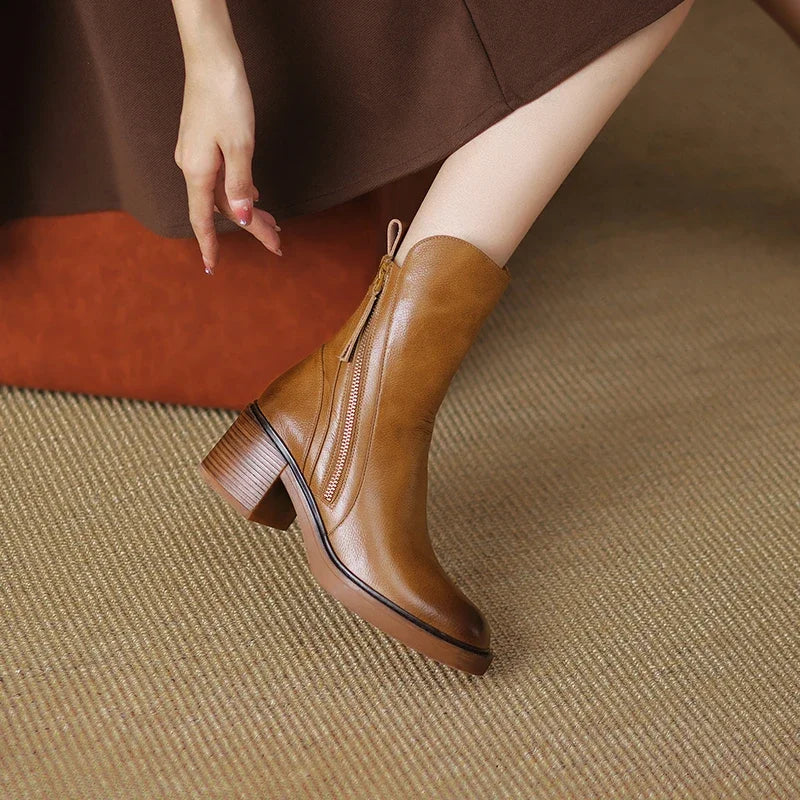 Rachel | Women's Zip-Up Block Heel Boots