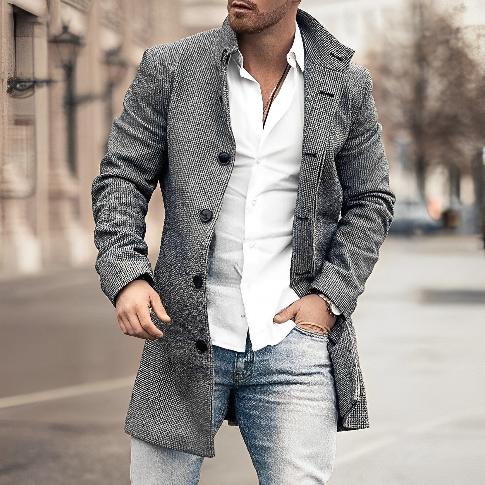 Harry | Stylish Long Button Up Coat for Men