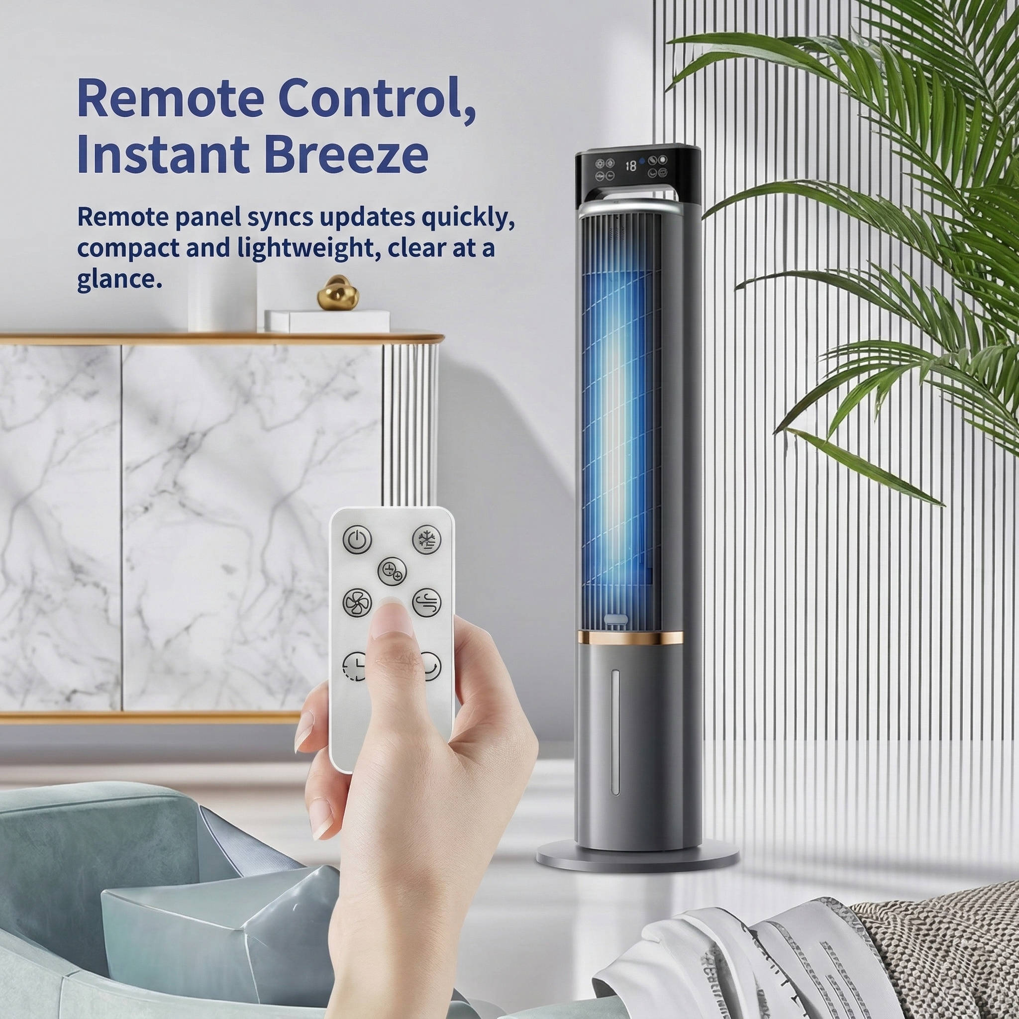 Compact Windowless Cooler With Remote Control, 3 Speed Settings, 12-Hour Timer
