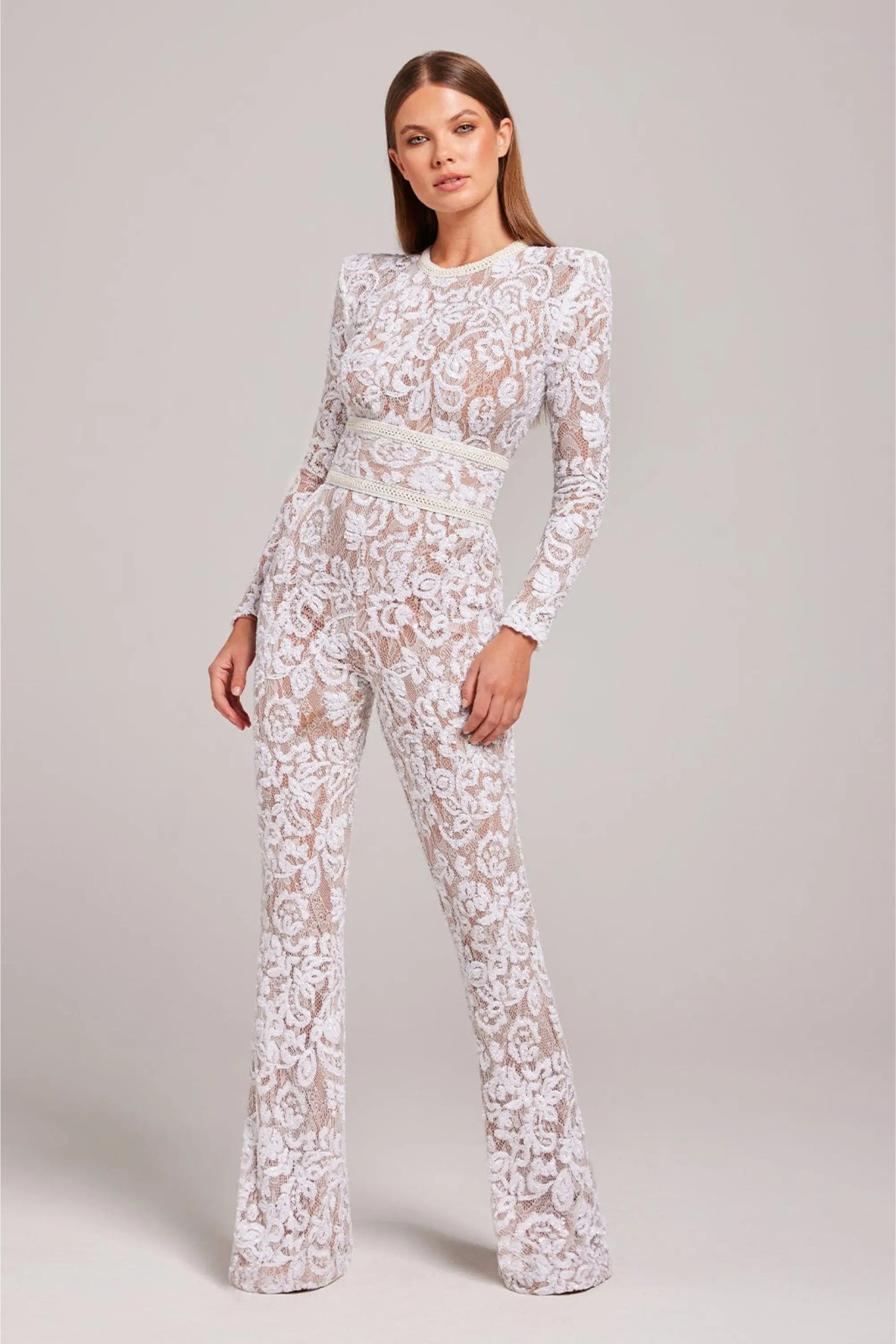 Glamorous Black Sequin Jumpsuit with Belted Waist