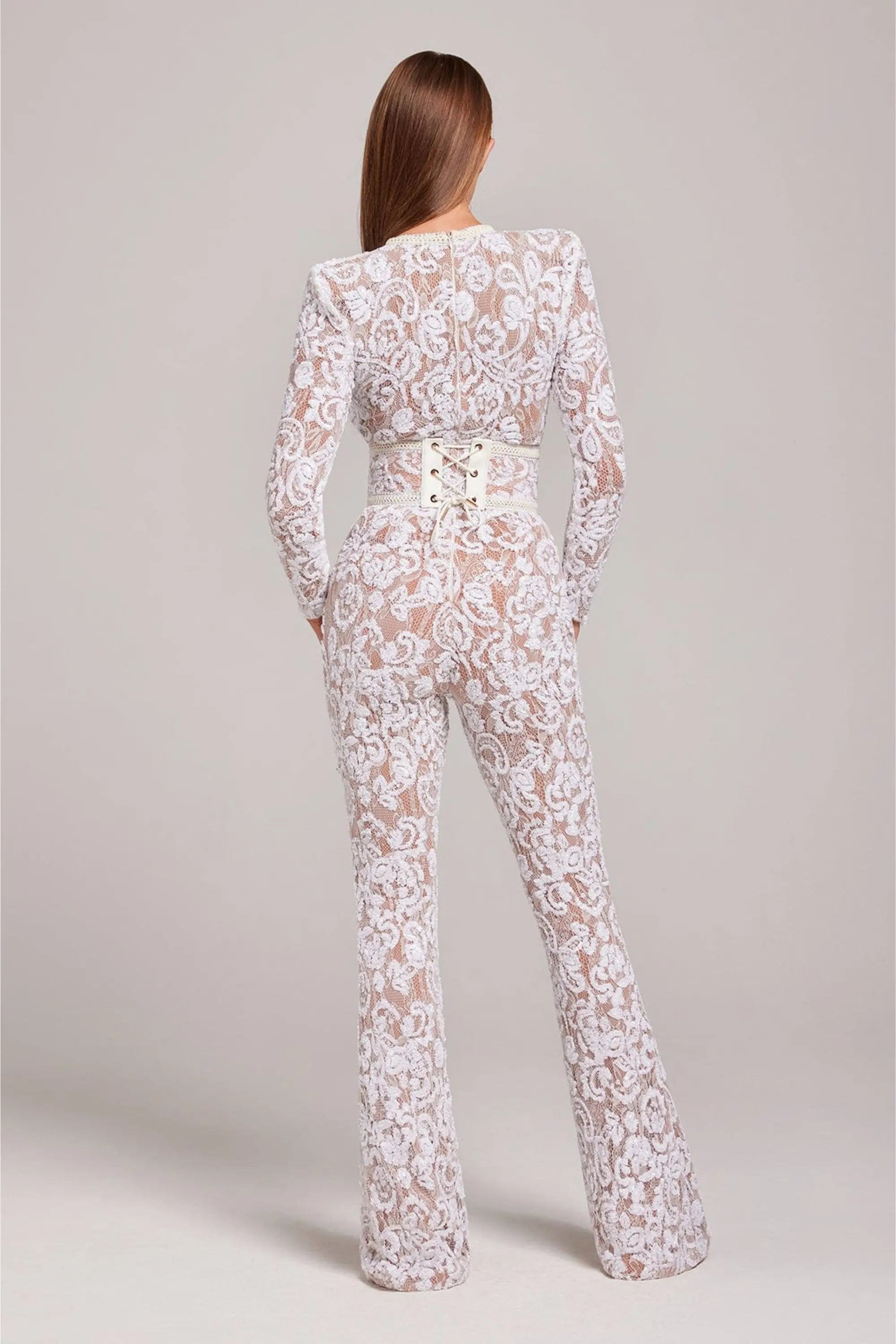 Glamorous Black Sequin Jumpsuit with Belted Waist
