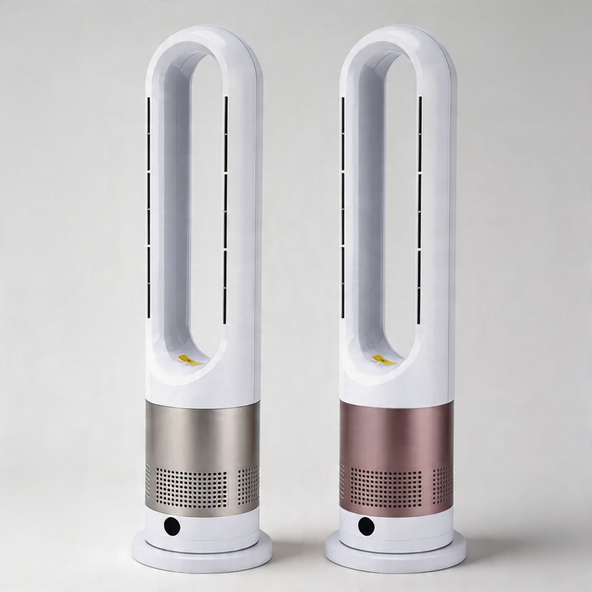 Bladeless Tower Fan Heater with Remote Control Adjustable Speed Stainless Steel for Year-Round Comfort