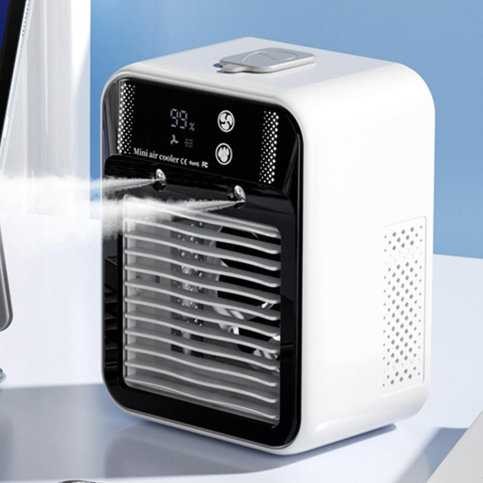 Portable Misting Air Cooler Dual Nano Mist Rechargeable Fan 3 Speed Digital Display