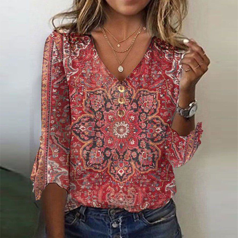Audrey | Women’s Bohemian Print Blouse Oriental Style