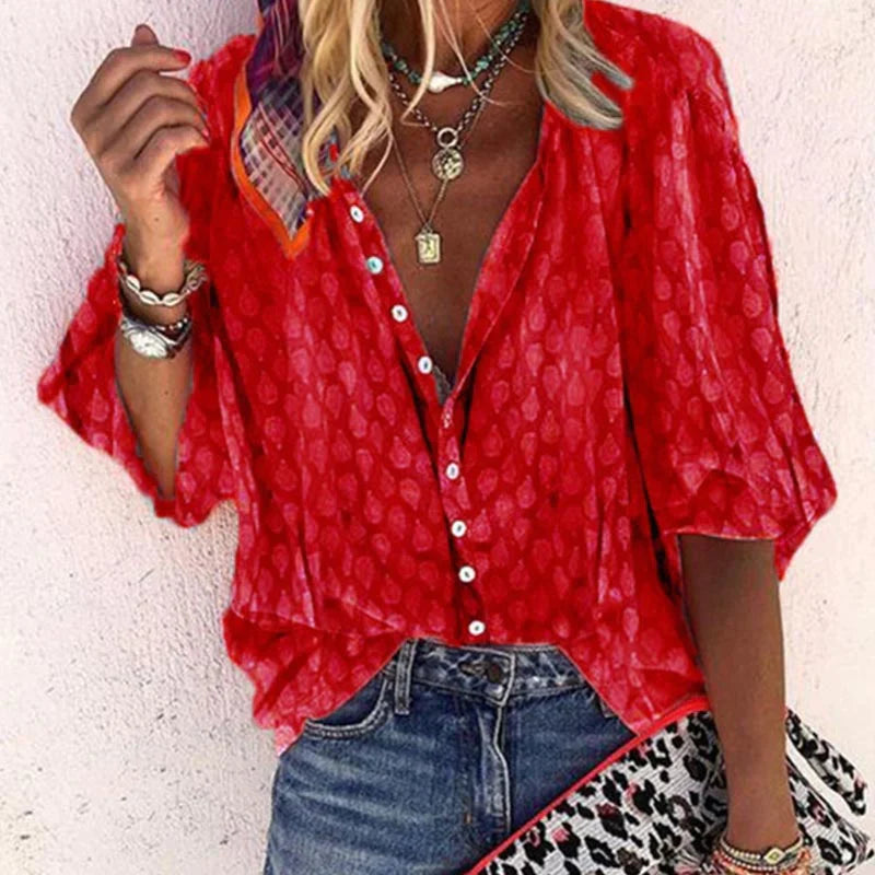 Claire | Women Printed Button Down Casual Blouse