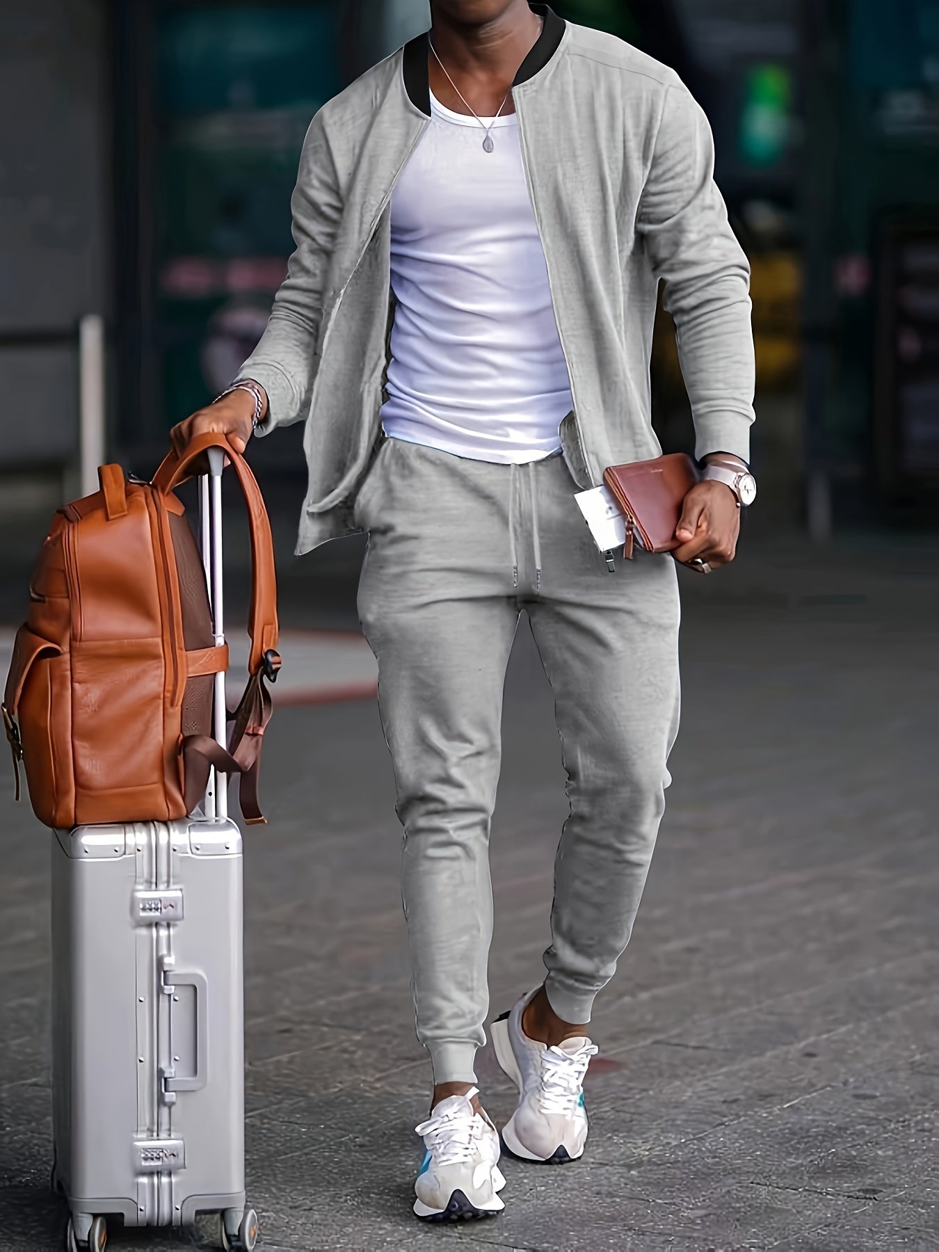 Evan | Men’s Casual Travel Tracksuit with Zipper Jacket