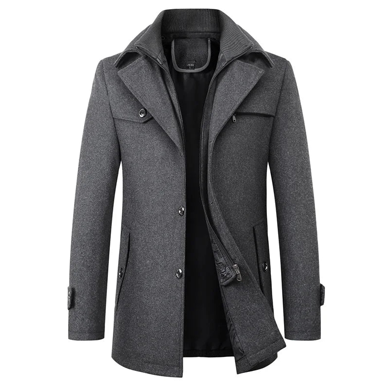 Michael | Men’s Elegant Winter Long Button Overcoat