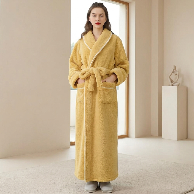Bathrobe Coral Fleece Flannel Unisex Shawl Collar