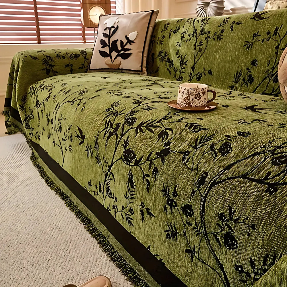 Sofa Cover Chenille Jacquard Floral Anti Slip Furniture Protector Slipcover Throw