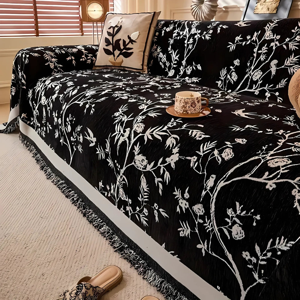 Sofa Cover Chenille Jacquard Floral Anti Slip Furniture Protector Slipcover Throw