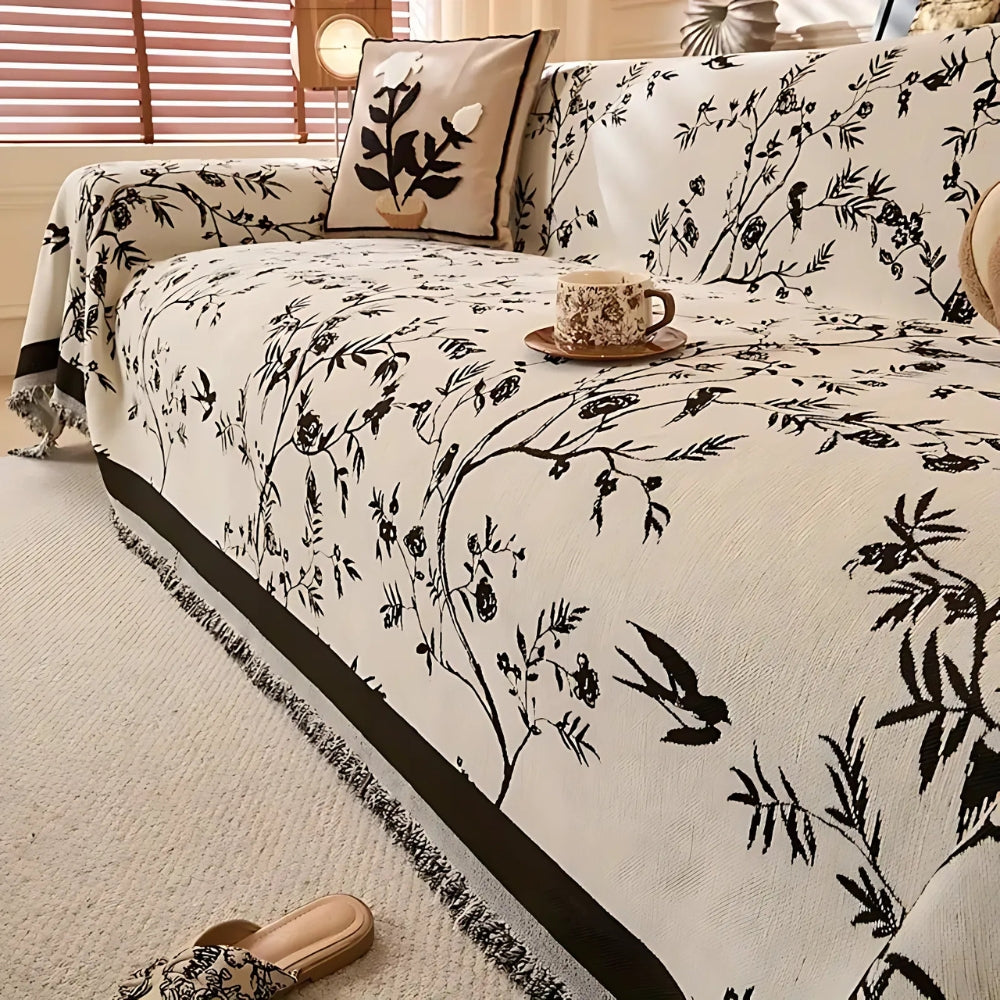 Sofa Cover Chenille Jacquard Floral Anti Slip Furniture Protector Slipcover Throw