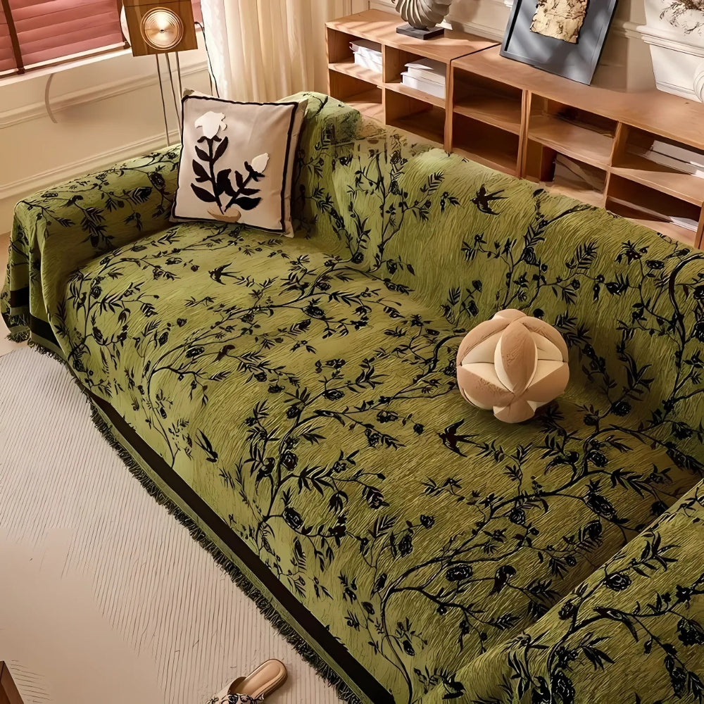 Sofa Cover Chenille Jacquard Floral Anti Slip Furniture Protector Slipcover Throw