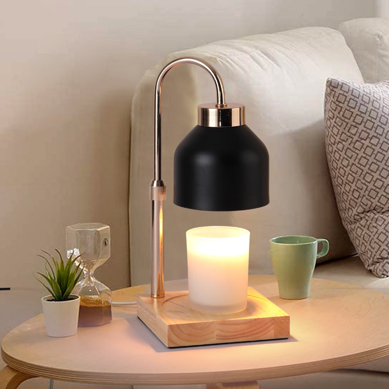 Candle Wax Warmer Lamp Adjustable Height Wood Base Halogen Bulb