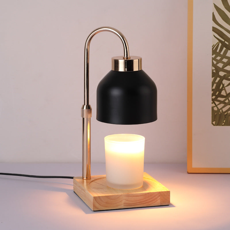 Candle Wax Warmer Lamp Adjustable Height Wood Base Halogen Bulb