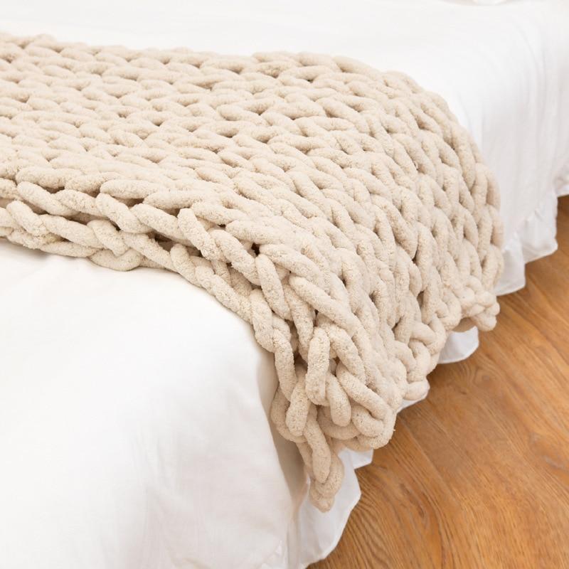 Cable Knit Throw Blanket Chunky Knit Blend Decorative