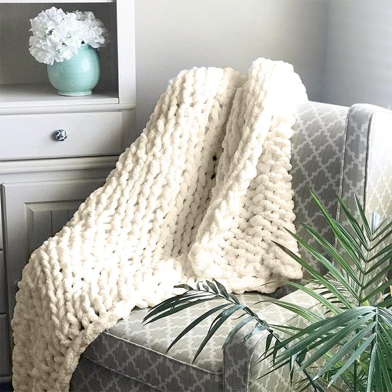 Cable Knit Throw Blanket Chunky Knit Blend Decorative