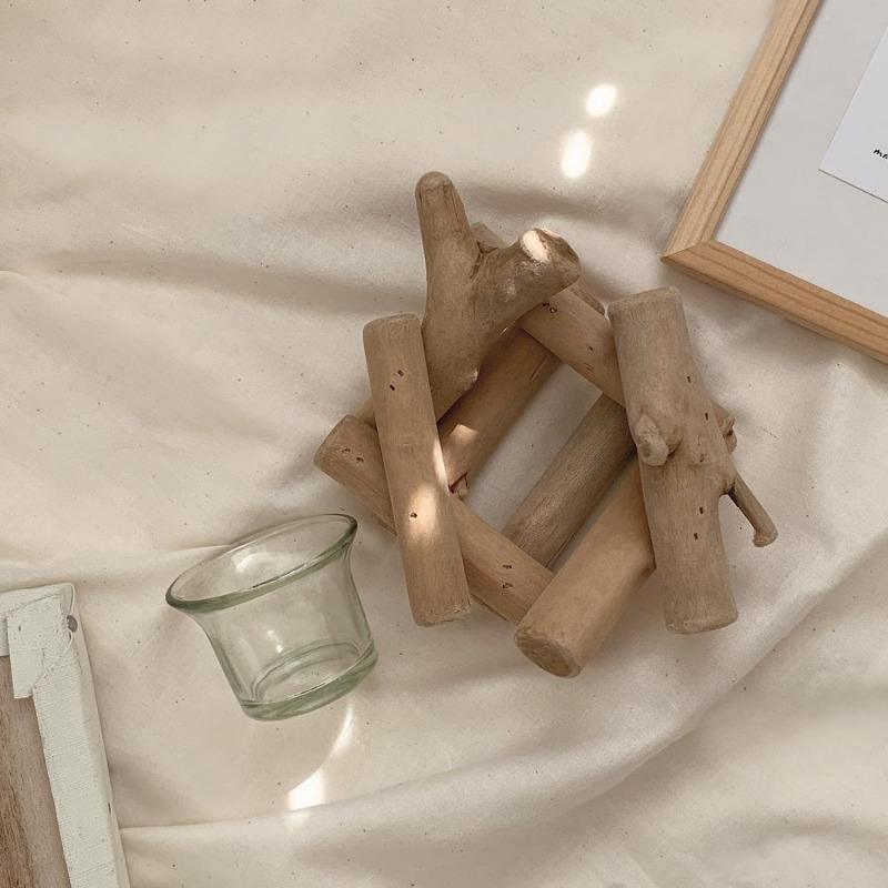 Coastal Tealight Candle Holder Wood Frame and Glass Indoor Tabletop Decor