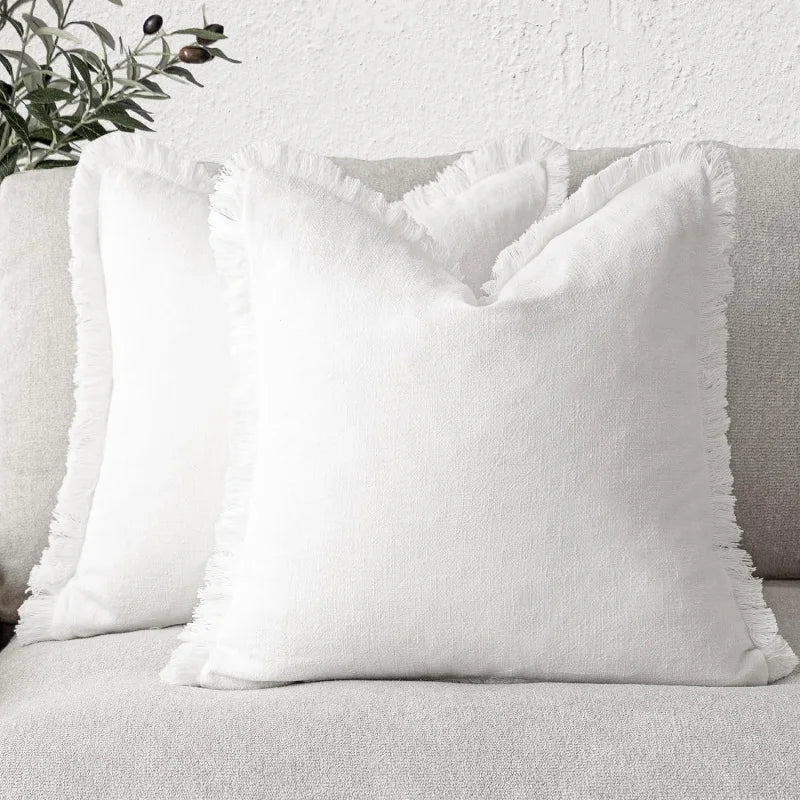 Pillow Covers Set of 2 Cotton Blend Hidden Zipper Machine Washable