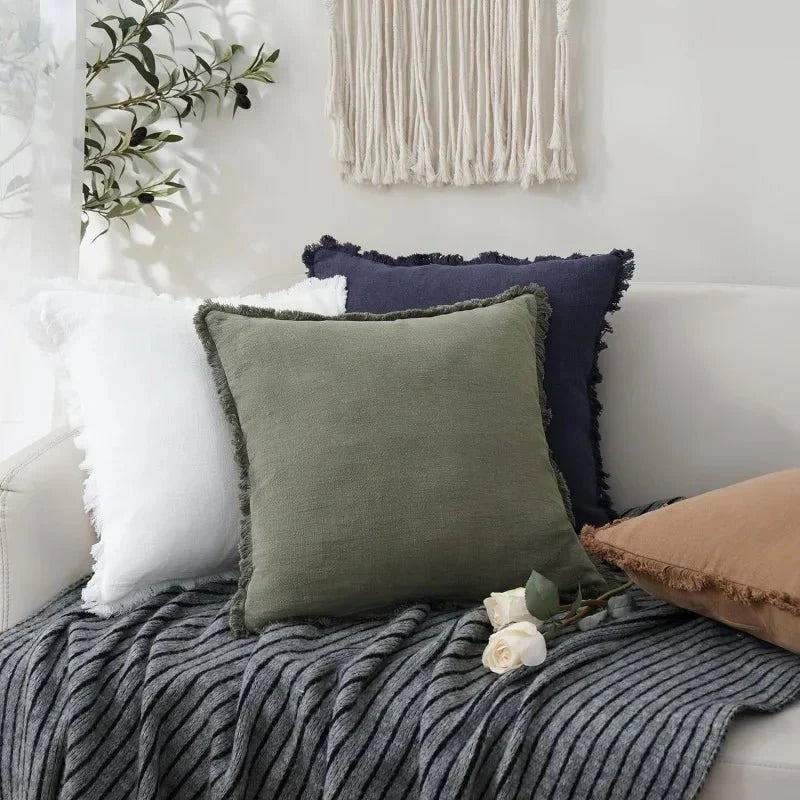 Pillow Covers Set of 2 Cotton Blend Hidden Zipper Machine Washable