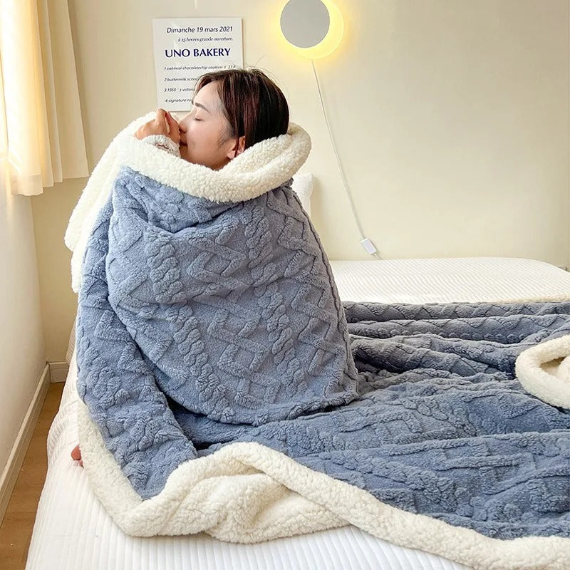 Lambswool-Style Fleece Winter Blanket – Soft and Warmest Blanket for Sofa and Bed, Cozy Comfort for Cold Days